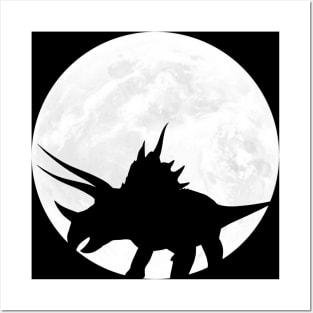 Triceratops in Full Moon Posters and Art